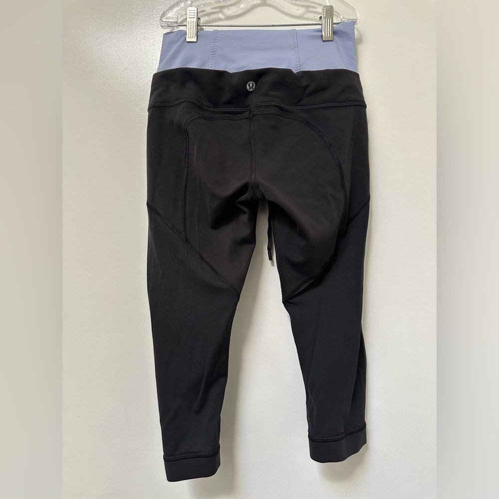 EUC LULULEMON Double Waist Drawstring Mesh Panel Capris Leggings